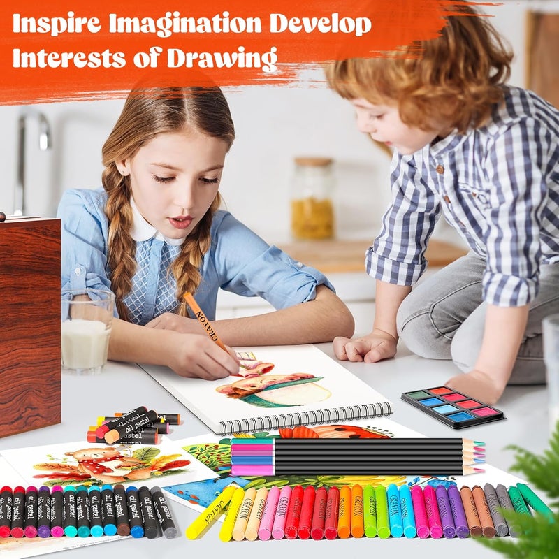 Hapikalor 156-Pack Art Kit Drawing Set with 2 Sketch Book, Crayons, Colored Pencils, Arts and Crafts Art Supplies for Girls Boys Ages 6-8 9-12 13 14 Year Old - Image 5